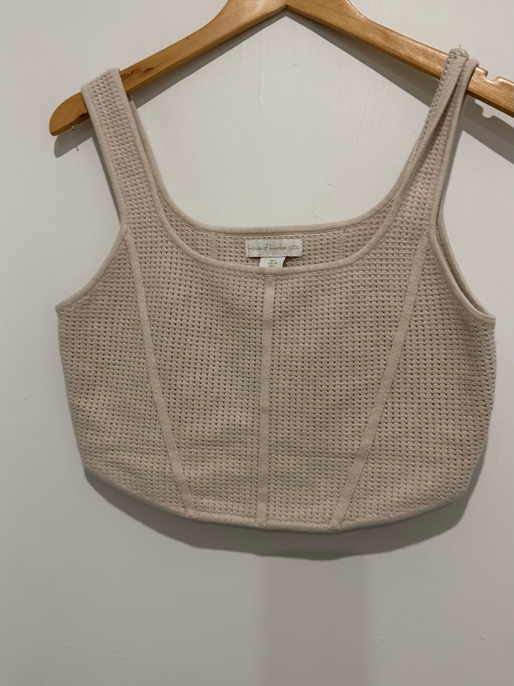 House of Harlow 1960 Beige Textured Knit Cropped Tank